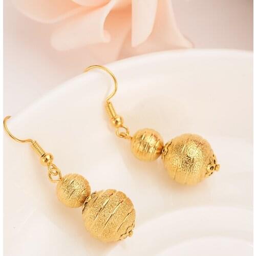 LOVELY Beads Earrings for Women/Girls Gold Color Ball Earing Jewelry Gifts African,Indonesia,Nigeria,Congo,Arab Earring PARTY