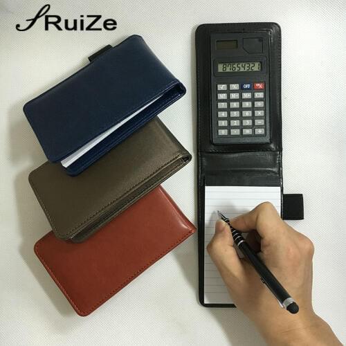 RuiZe creative multifunction small notebook A7 pocket notebook planner notepad leather cover note book with calculator