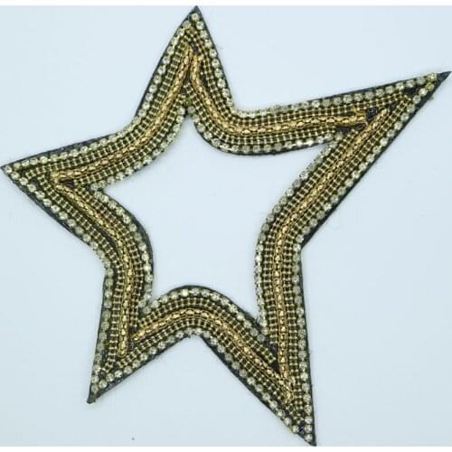 Fashion star rhinestone beaded patches for clothing DIY 3d embroidery patch appliques decorative sequins Parches