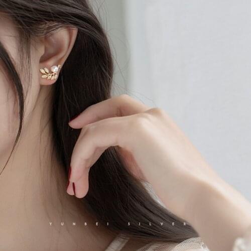 New Fashion Korean Earrings For Women Retro Pearl Leaves Earrings Girls Luxurious Shiny Elegant Crystal Earring 2021 Trend Jewel