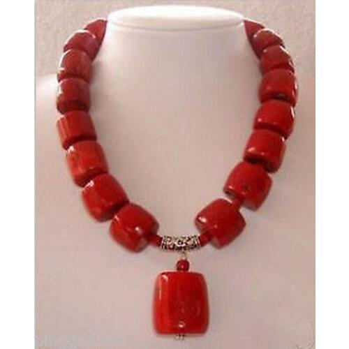 Hot sale Huge Handicraft Red Cylinder Coral Necklace