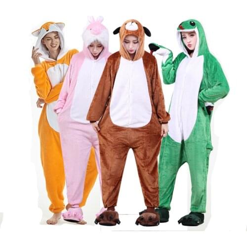 Women Pajamas Flannel Onesies For Adults Men Kigurumi Animal One-Piece Pijama Suit Cosplay Costume Bodysuit Homewear Sleepwear