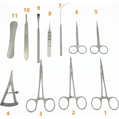 Double eyelid surgery tweezers fine plastic tine toothed gold handle fat licking hook size