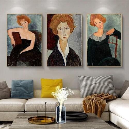 Portrait of Jeanne Hebuterne Canvas Paintings By Modigliani Famous Wall Art Posters And Prints Nordic Art Pictures Wall Decor