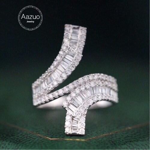 Aazuo 18K Solid White Gold Real Diamonds 0.70ct H SI Luxury Ladder Ring Gift For Woman High Class Banquet Engagement Party