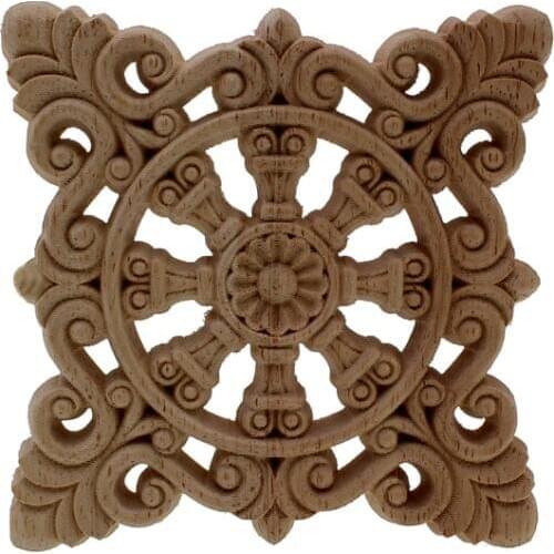 RUNBAZEF Solid Wood Applique Carved Floral Long Flower Furniture Decorative Accessories Vintage Home Decor Decoration Maison
