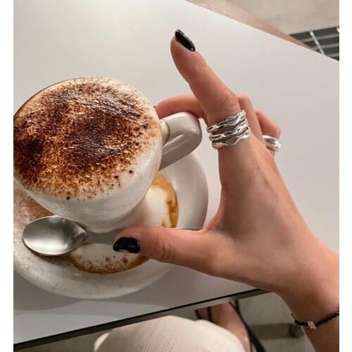 Silvology 925 Sterling Silver Multi-layer Vintage Rings for Women Do The Old Concave Texture Japan Korea Wide Rings Punk Jewelry