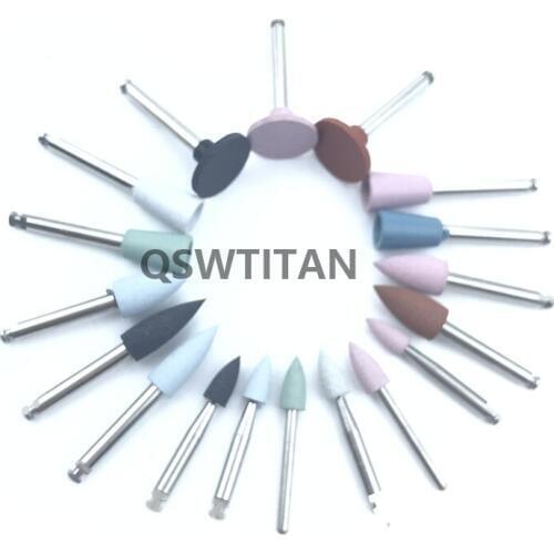 Dental Lab 2.35mm Diamond Burs Cups Latch type Assorted Silicone Polisher 18pcs