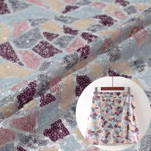 2020 geometric mesh embroidery Sequin fabric for skirt dress ткань ткани tissu bazin riche getzner для рукоделия telas кружево