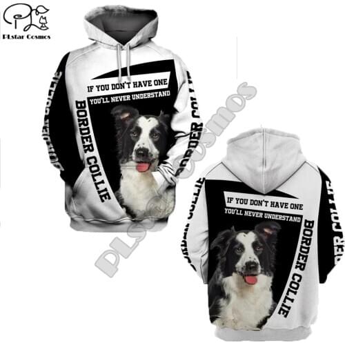 Unisex Mens Border Collie Dog 3d print hoodies autumn long sleeve Sweatshirts women pullover tracksuit hood hoody spring outwear