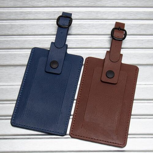 Brown Snap button convenient with colored straps Luggage Tags Baggage Name Tags Suitcase Address Label Holder Travel Accessories