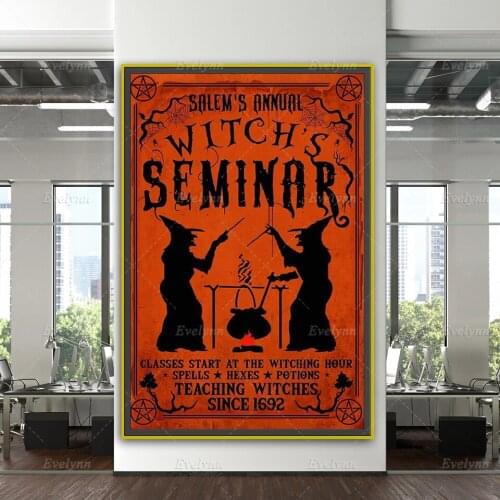 Witchs Seminar Classes Start At The Witching Hour Spells Hexes Potions Art Home Decor Canvas Wall Art Prints Unique Gifts