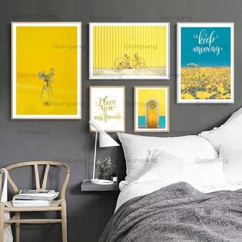 Yellow Style Scenery Posters Home Decor Picture Nordic Canvas Painting Wall Art Quote Letter Modern Decor Prints for Living Room
