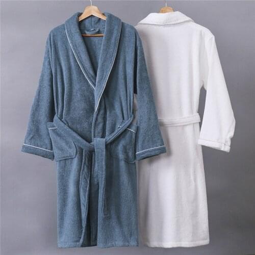Cotton Toweling Terry Kimono Bathrobe Gown Male Hotel Robe Men&Women Nightgown Casual Sleepwear Home Clothes