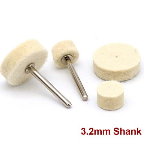 10Pcs Grinding Polishing Buffing Round Wheel Pad Wool Felt +1 Rod 3.2mm Shank Metal Surface For Dremel Rotary Tools Accessories