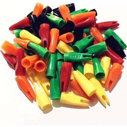 100 Pcs 11/32 Cone Arrows Nocks Plastic For OD 8mm Wooden Arrow Shafts Archery