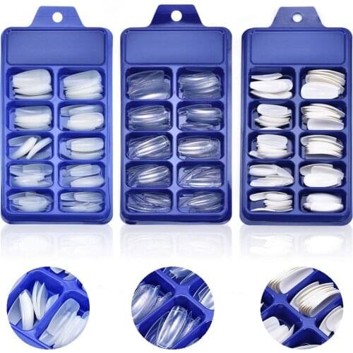 100pcs/Box Nail Tips Coffin False Nails Long Clear/Natural Fake Nail Art Tips Flat Shape Full Cover Manicure French Style
