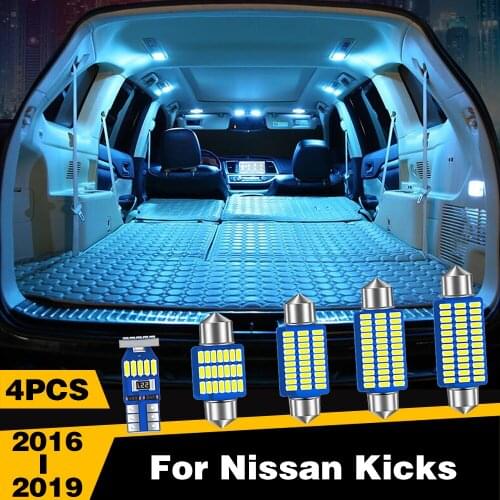 4pcs Car LED Lights Interior Dome Reading Trunk Lamp For Nissan Kicks 2016 2017 2018 2019 Accessories