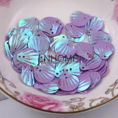 400pcs 18mm Large Shell Sequins Loose PVC Sequins for Crafts Sewing DIY Dance Dress Clothing Accessories Purple AB Confetti