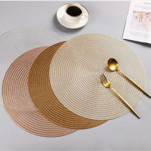 6/4 Pcs PVC Round Placemats Restaurant Environmental Friendly Anti Hot Dining Steak Plates Pad Tableware Kitchen Mat Coasters