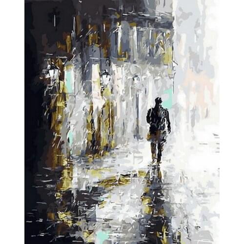 Frameless picture oil paintings by numbers wall decor diy painting on canvas for home decor 4050cm rainy
