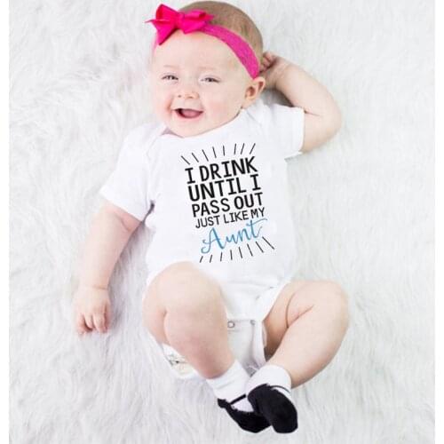 I Drink Until I Pass Out Just Like My Aunt Funny Newborn Baby Boy Girl Bodysuit Short Sleeve Infant Romper Jumpsuit Baby Clothes