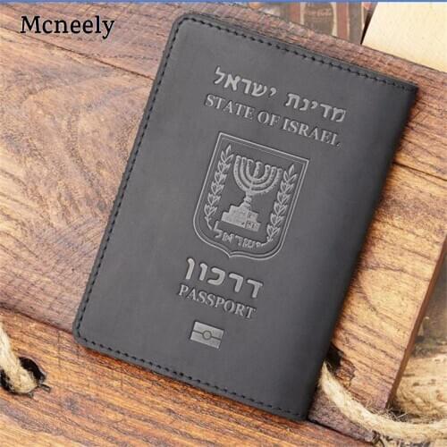 Israel Genuine Leather Passport Cover Crazy Horse Solid Passport Holder Business Unisex Durable Travel Wallet Case Hot