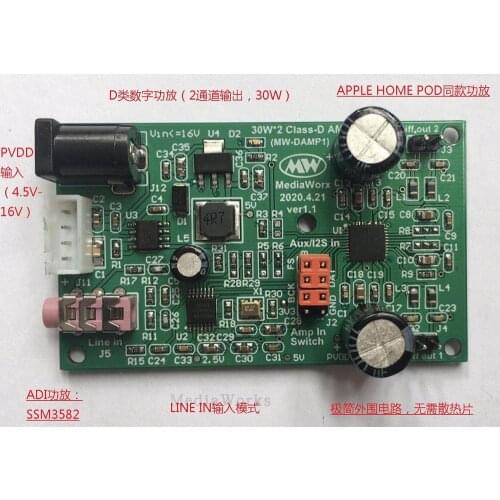 For 30W Class D digital amplifier (2 channels) SSM3582