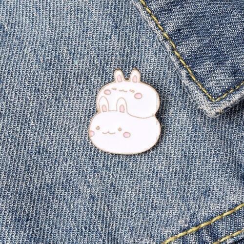 Cartoon Fat Bunny Enamel Pins Cute Stacked Rabbits Brooch Shirt Bag Button Badge Fashion Animal Jewelry Gift for Kids Friends