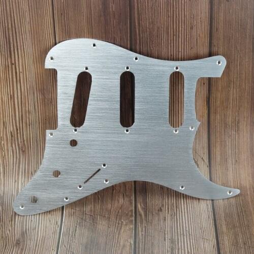 FLEOR 1Ply Silver Aluminum Metal Anodized Pickguard 11 Holes FD ST SSS Electric Guitar Pickguard Scratch Plate with Screws