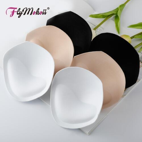 Flymokoii 1 Pair/Lot Woman Swimsuit Padded Sponge Foam Push up Enhancer Chest Cup Thick Bikini Swimwear Inserts Triangle Bra Pad