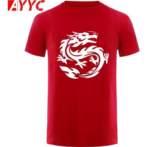 AYYC T-Shirt Tshirt Chinese Dragon Print T-shirts Men Streetwear Hip Hop tshirt Colors Pure Cotton Mens O-Neck T Shirts Summer