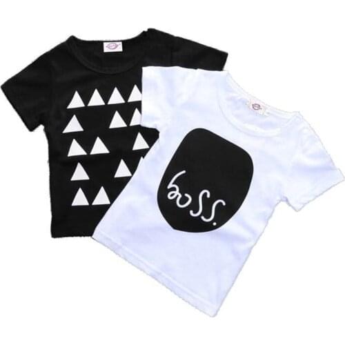 T shirt boys cotton Short SleeveT Shirts For Girls Black White T-shirts baby tops boys t shirts childrens clothing retail Cool