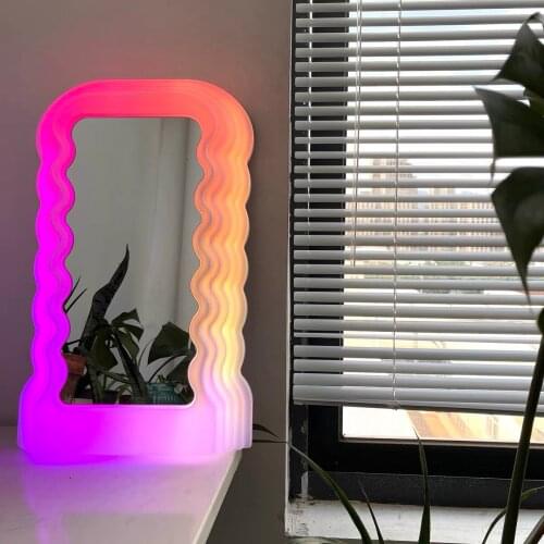 Memphis Italy Dressing Mirror Light Household Small Ins Style Wave Mirror Irregular Art Mirror Desktop Decoration Ornaments