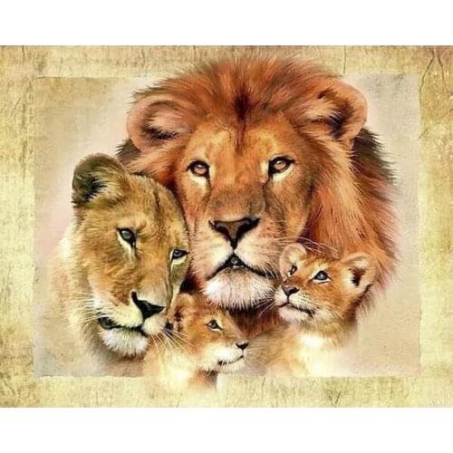 Painting By Numbers Lion Family DIY Animals 60x75cm Pictures Oil Painting By Numbers Modern Acrylic Coloring By Numbers Canvas