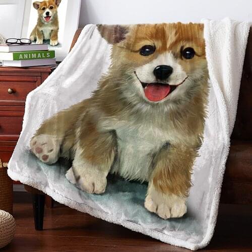 Cashmere Blanket Corgi Dog Cute Pets Bed Cover Bedspread Blankets Travel Winter Cover Throw Improve Sleep Sherpa Blanket