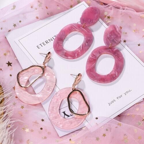 Korean Acrylic Earrings 2020 Big Statement Earrings for Women Fashion Geometric Resin Oval Square Drop Dangle Earrings Jewelry