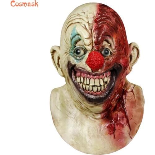 Cosmask Funny Joker Clown Latex Costume Mask Creepy Evil Halloween Clown Mask Full Face Mask For Party