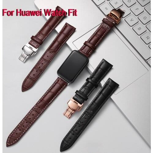 Leather Strap For Huawei Watch FIT Strap Smart watch Wristband For Huawei Watch fit Accessories Genuine Leather Bracelet