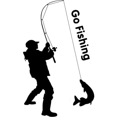 Hot Cartoon Car Stickers Go Fishing Fashion Decor Waterproof Bumper Boot Motorcycle KK Vinyl Decalss PVC 15cm X 9cm