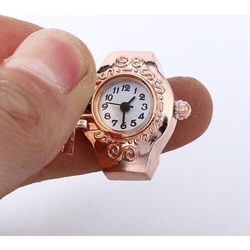 Girls Lovely Palm Civet Pattern Case Rhinestone Elastic Quartz Finger Ring Watch