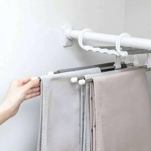 Multi-functional Adjustable Pants Tie Storage Shelf Closet Organizer Stainless Steel Clothes Hanger 5 In 1 Trouser Storage Racks