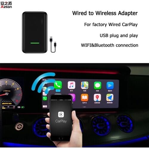 AZTON Car Retrofit Convert Standard Wired CarPlay to Wireless USB Adapter Activator For Mercedes E A C CLA CLS GLA GLE GLC SL