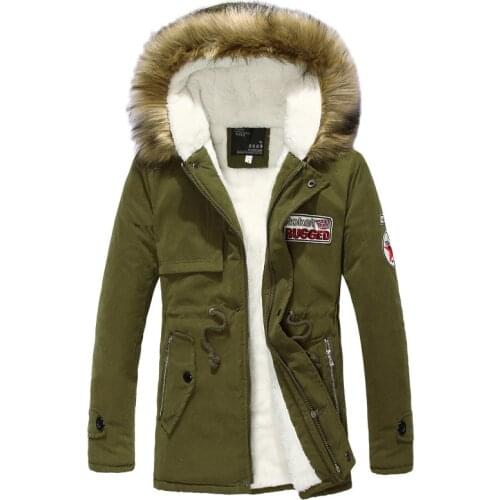 Mens Winter Hooded Cotton-padded Jacket Mid-length Mens Korean Style Plus Velvet Cotton-padded Jacket Men Winter Coat