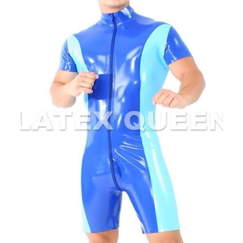 Men closed form bodysuit latex maillot
