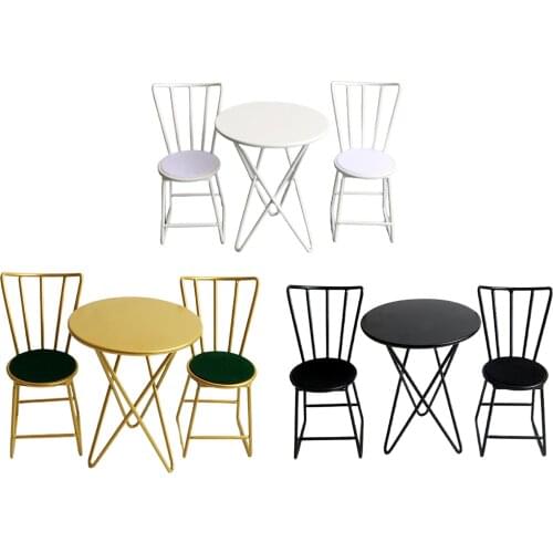1/6 Dollhouse Metal Table and Chairs Set Miniature Furniture Accessory