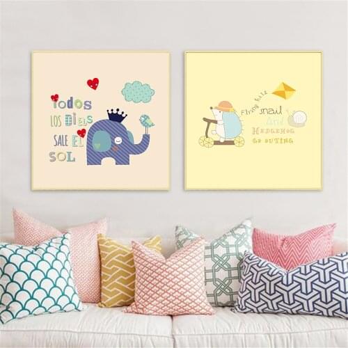 Wall Pictures for Living Room Love Romantic Giraffe Dog Elephant Car Home Decoration Cute Animals Kids Room Decor Girls Gift