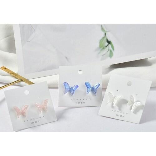 New 50pcs/lot color butterfly Shape Fashion for women earrings acetic acid/acrylic diy jewelry accessory