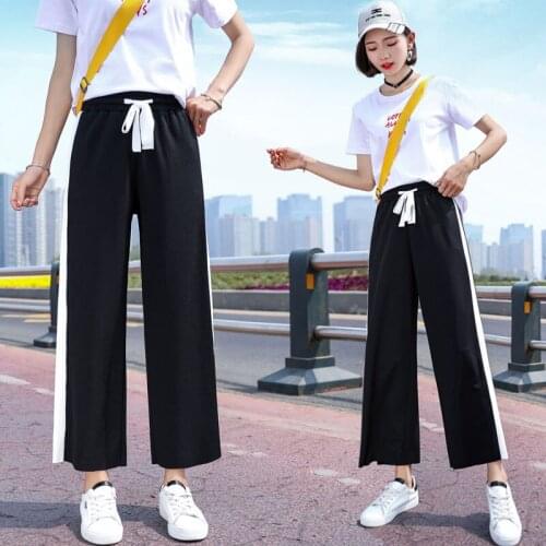 Newest Style Summer Plus Size Women Casual Loose High-Rise Wide Leg Pants Ladies Oversize White Striped Bootcut Trousers Jeans
