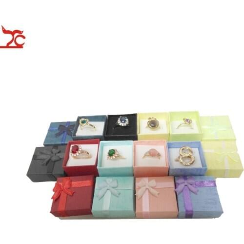 Wholesale 8 Colors Ring Box 48pcs/lot Fashion Jewelry Box Wedding Ring Earrings Jewelry Gift Packaging Holder Case 4*4*3CM